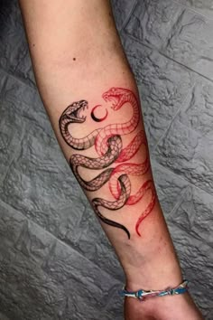 Snake And Dagger Tattoo, Snake Tattoo Ideas, Traditional Snake Tattoo, Cobra Tattoo, Serpent Tattoo, Hand Tattoos For Women, Badass Tattoos