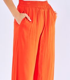 Spring Summer Elastic High Waist Solid Color Cotton Side Pocket Wide Leg Trousers Women Casual Loose Swing Pants - Black,M Solid Rayon Bottoms For Spring, Versatile Rayon Pants With Pockets, Chic Orange Pants With Elastic Waistband, Summer Orange Wide Leg Pants With Pockets, Orange Ankle-length Bottoms With Elastic Waistband, Orange Wide Leg Pants With Pockets For Summer, Versatile Rayon Bottoms With Pockets, Orange Ankle-length Pants With Elastic Waistband, High-waisted Rayon Pants With Pockets