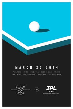 an event poster with a ping pong ball on it