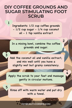 DIY Coffee Grounds and Sugar Stimulating Foot Scrub to Remove Dead Skin Podcast Ideas, Homemade Garden Decorations, Natural Face Skin Care, Blend Words, Healthy Morning Routine, Home Beauty Tips