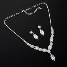 Get ready to dazzle with the Silver Crystal Marquise Necklace & Earrings Set. This stunning silver set adorned with rhinestones will elevate your fashion game. Turn heads wherever you go with this elegant and captivating jewelry set. Marquise Necklace, Silver Crystal, Stud Earrings Set, Necklace Earring Set, Stud Earring, Necklace Earrings, Earrings Set, Earrings Jewelry, Fashion Games