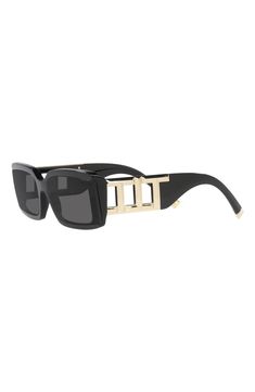 These sophisticated rectangular sunglasses are accented with sculpted logo hardware at the temples for a perfectly polished look. 62mm lens width; 17mm bridge width; 140mm temple length 100% UV protection Acetate Made in Italy Elegant Square Frame Shield Sunglasses For Formal Occasions, Elegant Square Frame Shield Sunglasses For Formal Events, Elegant Formal Square Frame Shield Sunglasses, Luxury Square Frame Shield Sunglasses For Formal Occasions, Trendy Square Frame Shield Sunglasses For Formal, Trendy Square Frame Shield Sunglasses For Formal Occasions, Trendy Formal Shield Sunglasses With Square Frame, Designer Shield Sunglasses With Polarized Lenses For Formal Events, Luxury Rectangular Sunglasses For Evening