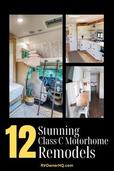 the cover of 12 stunning class c motorhome remodels