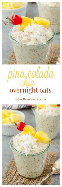 pineapple and oatmeal overnight oats in a glass bowl