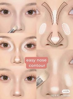 nose contour tutorial, makeup for a small nose, button nose Korean Makeup Tips, Bentuk Alis, Face Contour, Makeup Tip