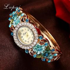 Lvpai Women's Luxury Vintage Floral Bracelet Watch Luxury Purple, Women's Dress Watches, Silver Pocket Watch, Swiss Army Watches, Wristwatch Fashion, Quartz Colors, Floral Bracelet, Fashion Watch, Coat Women