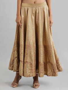 Jaipur Kurti Ethnic Skirts : Buy Jaipur Kurti Women Blue Maxi Flared Skirt With Pink And Golden Khadi Print Online|Nykaa Fashion Pink And