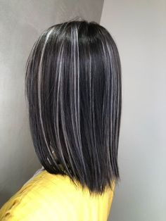 Black Hair With Platinum Highlights, Black Hair With White Highlights, Black Hair With Grey Highlights, Pepper Hair, Grey Hair Transformation, Hair Color Streaks, Brunette Hair With Highlights, Hair Streaks, Dark Hair With Highlights