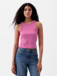 Modern Rib Cropped Halter Top | Gap Fitted Cropped Top By Gap, Gap Cropped Tops For Spring, Fitted Gap Crop Top For Spring, Spring Stretch Tops By Gap, Trendy Gap Tops For Spring, Gap Crop Top For Summer, Casual Gap Crop Top For Spring, Gap Cropped Top For Summer, Gap Cropped Crop Top For Summer