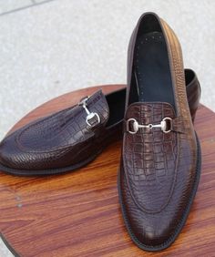 Crafted Leather Handmade Dark Brown Crocodile/Alligator Horsebit Loafer Dress Shoes sold by Crafted Leather. Shop more products from Crafted Leather on Storenvy, the home of independent small businesses all over the world. Quality Leather Boots, Alligator Shoes, Crocodile Shoes, Pregnancy Shoes, Custom Design Shoes, Handmade Leather Shoes, Gaming Clothes, Shoes Shop, Handmade Shoes