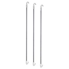 two gray and white poles with handles on each end, one has an ear hook