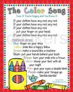 the color song poster with crayons