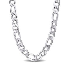 Plan to stand out from the crowd with the striking look of this figaro chain necklace in silver. Fashioned in sterling silver This 14.5mm-wide figaro chain showcases single oval-shaped links alternating with trios of shorter links. This choice makes a bold statement of style. The 24.0-inch necklace secures with a lobster claw clasp. Figaro Chain Necklace, Peoples Jewellers, Figaro Chains, Figaro Chain, Lobster Claw, Diamond Necklace, Chain Necklace, Jewelry Necklaces, Sterling Silver