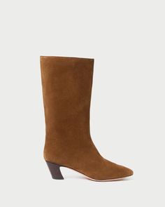 Shop the Cleo Cargo Suede Mid-Calf Boot at Loefflerrandall.com Eyeglass Jewelry, Mid Heel Boots, Travel Scarf, Mid Boots, Loeffler Randall, Goat Leather, Cleanser And Toner, Heeled Loafers, Mid Calf Boots