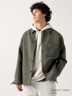 Double Face Shirt Jacket | UNIQLO US Uniqlo Store, Mens Parka Jacket, Fashion Minimal, Uniqlo Men, Styling Ideas, Parka Jacket, Mens Outerwear, Double Face, Minimal Fashion