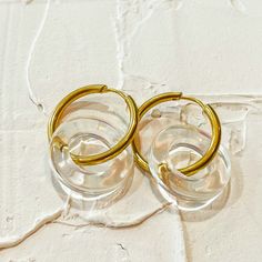 DUEX HOOP EARRINGS Double Hoop Earrings, Medium Hoop Earrings, Vintage Gold, Gold Plate, Hoop Earrings, Plating, Brass, Gold