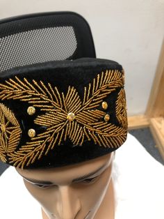 Igwe Odogwu African Chieftaincy  Igbo Ozo Cap, African Men's  Velvet Cap/Beaded Cap, Nigerian Special Traditional Men Hat Black special designed African traditional men hat. SIZE; 23.5" Black, Gold Embroidery African Traditional Hat | African Men's Wedding Cap(Okpu Agu) | Igbo Ozo Cap Traditional Black Costume Hats And Headpieces For Ceremonial Occasions, Traditional Black Ceremonial Costume Hats And Headpieces, Embroidered Gold Cap Hat, Gold Embroidered Cap Hat, Gold Embroidered Cap, Embroidered Wedding Hat, Traditional Gold Wedding Costume Hats And Headpieces, Traditional Costume Hat With Structured Crown, Traditional Adjustable Flat Cap Costume