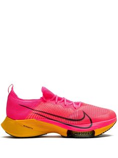 pink orange signature Swoosh logo detail Flyknit construction round toe front lace-up fastening pull-tab at the heel branded insole chunky rubber sole Nike Runners, Swoosh Logo, Swag Shoes, Air Zoom, Nike Air Zoom, Pull Tab, Mens Shoes Sneakers, Pink Orange, Aesthetic Clothes