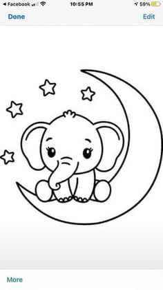 an elephant sitting on the moon with stars