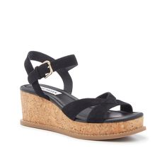 Steve Madden-Robbin Sandal Elevate your style with the Robbin sandals from Steve Madden. The cork wedge heel ensures strides stay sturdy, while the strappy upper and modern square toe adds a trendy touch. Modern Square, Cork Wedge, Black Sandals, Wedge Heels, Black Suede, Steve Madden, Cork, Wedges, Sandals