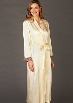 Indulgence Silk Robe Elegant Silk Robe For Wedding Night, Elegant Cream Robe For Wedding Night, Elegant Silk Robe For Loungewear, Elegant Cream Silk Robe, Elegant Long Sleeve Cream Sleepwear, Luxury Silk Wedding Robe, Elegant Cream Long Sleeve Robe, Elegant Cream Robe With Long Sleeves, Elegant Cream Sleepwear