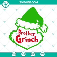 brother grin christmas svg file for cricut and other cutting machines, includes santa's hat