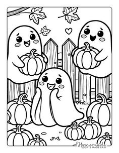 halloween coloring pages for kids with ghost and pumpkins