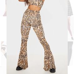 Leopard Print Bell Bottoms Brand New Fitted Leopard Print Bottoms For Summer, Trendy Leopard Print Summer Pants, Leopard Print Stretch Bottoms For Summer, Summer Leopard Print Stretch Bottoms, Spring Leopard Print Stretch Bottoms, Stretch Leopard Print Bottoms For Summer, Spring Stretch Bottoms In Leopard Print, Spring Stretch Leopard Print Bottoms, Chic Fitted Leopard Print Bottoms