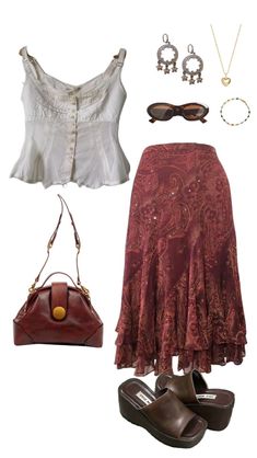 Vintage Outfits For Women, Estilo Hippie, Looks Street Style, Vintage Fits, Outfits For Women, Top Vintage