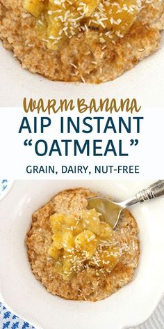 two plates with oatmeal and bananas on them