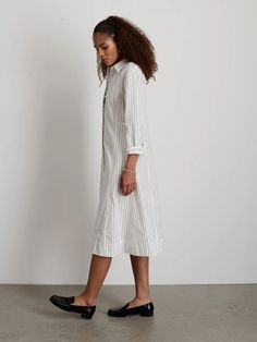 Jules Dress In Stripe – Alex Mill Relaxed Fit Knee-length Shirt Dress With Placket, Relaxed Fit Knee-length Shirt Dress, Fall Relaxed Fit Shirt Dress With Spread Collar, Relaxed Fit Cotton Shirt Dress With Button Cuffs, Classic Shirt Dress With Rolled Sleeves For Daywear, Classic Collared Shirt Dress With Button Cuffs, Spring Business Casual Shirt Dress With Spread Collar, Relaxed Fit Shirt Dress With Spread Collar And Placket, Relaxed Fit Shirt Dress With Placket And Spread Collar