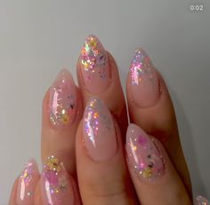 Glitter Nails Rainbow, Colorful Bridal Nails, 26 Birthday Nails, Lover Nails Eras Tour, Fun Birthday Nail Designs, Nail Designs Preppy, Boho Rainbow Nails, Fairy Nails Short, Funfetti Nails