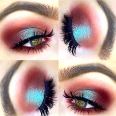 Brown With Green Reflects Truly Gorgeous Iridescent Duochrome Eye Makeup With Gems Rhinestones, Dusty Rose Eye Makeup, Makeup For Blue Green Eyes, Color Eyeshadow Looks, Christmas Eyeshadow Looks, Art Deco Makeup, Olive Green Eyes