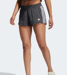 adidas Women's Pacer Aeroready Gray & White 3 Stripe Athletic Running Shorts New New With Tags adidas Pacer Shorts Aeroready Gray with 3 White Stripes Athletic Running Shorts Inseam - 3 inches Women's Sizes Large, XL Womens Essentials, Adidas Training, Adidas Womens, Shorts Womens, Athletic Running, Training Shorts, Active Wear Shorts, Sports Tees, Womens Tights