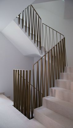 the stairs are made of wood and metal