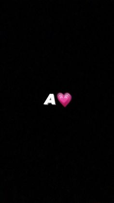 the word i love a is written in white letters on a black background with a pink heart