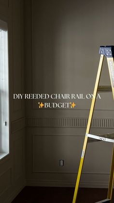 a ladder leaning up against a wall in an empty room with the words diffreded chair rail on it