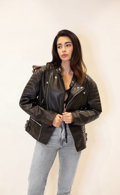 Express yourself in this chic retro 90's inspired oversized leather jacket.  Genuine leather.  Model is 5'8/119lbs wearing size medium. Trendy Long Sleeve Leather Jacket For Biker Events, Fall Biker Leather Jacket For Streetwear, Oversized Leather Biker Outerwear, Oversized Edgy Leather Jacket For Winter, Oversized Biker Leather Jacket For Fall, Oversized Biker Jacket For Spring, Oversized Leather Biker Jacket For Spring, Fall Leather Biker Jacket For Streetwear, Leather Biker Jacket For Fall Streetwear