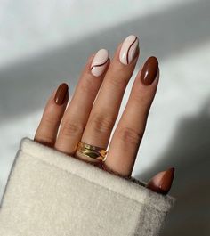 Fall Gel Nails, Her Nails, Round Nails, Brown Nails, Chic Nails, Short Acrylic Nails, Acrylic Nail Designs, Trendy Nails