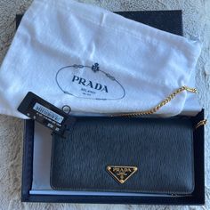 Brand New, Purchased In Florence. Nothing Wrong With It, Just Changed My Mind On It. Black Wallet On Chain With Gold-tone Logo For Evening, Luxury Black Wallet On Chain With Gold-tone Logo, Black Wallet On Chain With Gold-tone Logo Plaque, Black Wallet On Chain With Gold-tone Logo, Formal Black Wallet On Chain With Gold-tone Logo, Elegant Evening Wallet On Chain With Logo Plaque, Luxury Formal Wallet On Chain With Logo Plaque, Elegant Wallet On Chain With Logo Plaque, Everyday Rectangular Wallet On Chain With Gold-tone Logo