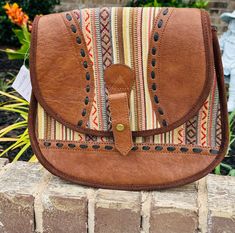 Boho Crossbody Bag Handcrafted with Cotton and Leather - Handmade Hippie Sling Bag by HimalayanByFwosi on Etsy Boho Crossbody Bag, Leather Making, Handmade Charms, Chic Accessories, Sling Bag, Leather Handmade, Purses And Handbags, Halloween Shopping