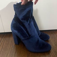 Brand New Sock Booties! Casual Blue Winter Booties, Blue Block Heel Boots For Winter, Blue Winter Boots With Block Heel, Casual Blue Heels For Winter, Blue Ankle-high Winter Heels, Blue Ankle-high Booties For Fall, Blue Round Toe Heels For Winter, Blue Block Heel Heels For Winter, Sock Booties