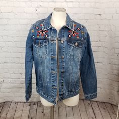 Nwt Distressed Denim Jacket With Beautiful Embroidered Design By Velvet Heart. Measurements: Armpit To Armpit (Buttoned) 20" Sleeve Length 23" Shoulder To Waistband Hem 24" Size: Medium Beautiful New Jacket For Casual Or Dress Occasion. Check Out My Other Listings And Bundle To Save! Fast Shipping! 0500/3mar21 Bohemian Dark Wash Denim Jacket For Spring, Bohemian Distressed Denim Outerwear, Bohemian Distressed Denim Jacket, Spring Bohemian Distressed Outerwear, Bohemian Dark Wash Outerwear For Spring, Bohemian Denim Blue Jacket, Spring Bohemian Dark Wash Outerwear, Winter Embroidered Dark Wash Denim Jacket, Embroidered Denim Outerwear In Dark Wash