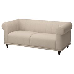 an image of a couch that is in the middle of a white background with black legs