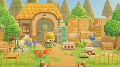 an animal crossing a path in the middle of a yard with lots of boxes and furniture