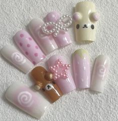 Lilac Nails, Glittery Nails, Pretty Gel Nails, Really Cute Nails, Kawaii Nails, Pink Acrylic Nails, Nails Desing, Cute Nail Art, Silver Nails