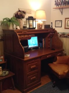 a chair and desk in a room