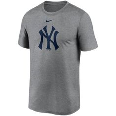 Men's New York Yankees Nike Gray Large Logo Legend Performance T-Shirt Yankees Fan, European Football, Nike Shirts, Grey Fashion, New York Yankees, Men's Nike, Nike Dri Fit, Shout Out, Tshirt Logo