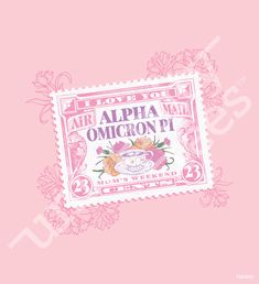 a stamp with flowers on it and the words, air alha mar omicron pl