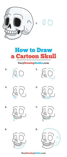 how to draw a cartoon skull